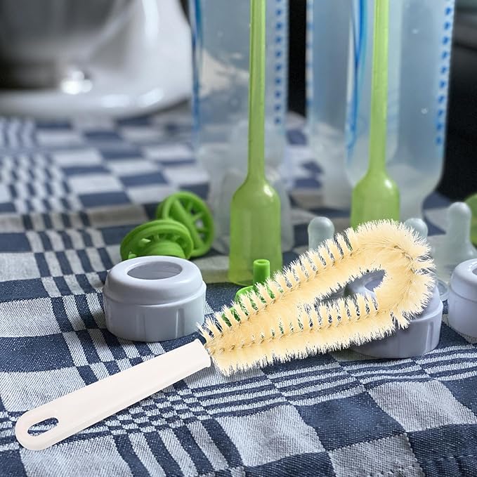 Bottle Cleaning Brush with Long Handle L-Shaped 90° Bend Cup Cleaner for Bottles and Mugs Sturdy Nylon Bristles Kitchen Brush and Water Cups