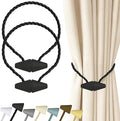 Hion Magnetic Curtain Tiebacks Black 2pcs, Curtain Tiebacks Buckles Holdbacks Holders Hooks Clip for Home Bedroom Office Decorative Curtain