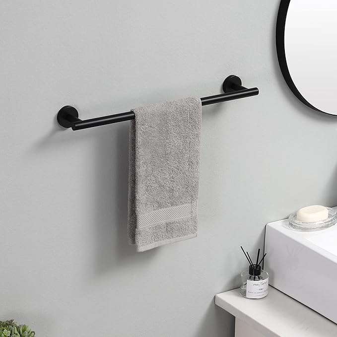KES 17.3-Inch Towel Bar for Bathroom, Hand Towel Holder, Bathroom Towel Rack Wall Mount SUS304 Stainless Steel Matte Black, Total Length 19.7 Inch, A2000S50B-BK