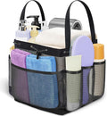 Large Mesh Shower Caddy Portable with Drawstring, 1 Main Compartment+ 7 Pockets, College Dorm Room Essentials for Girls, Shower Organizer Hanging Bag for Beach, Swim, Gym, Travel(Black)