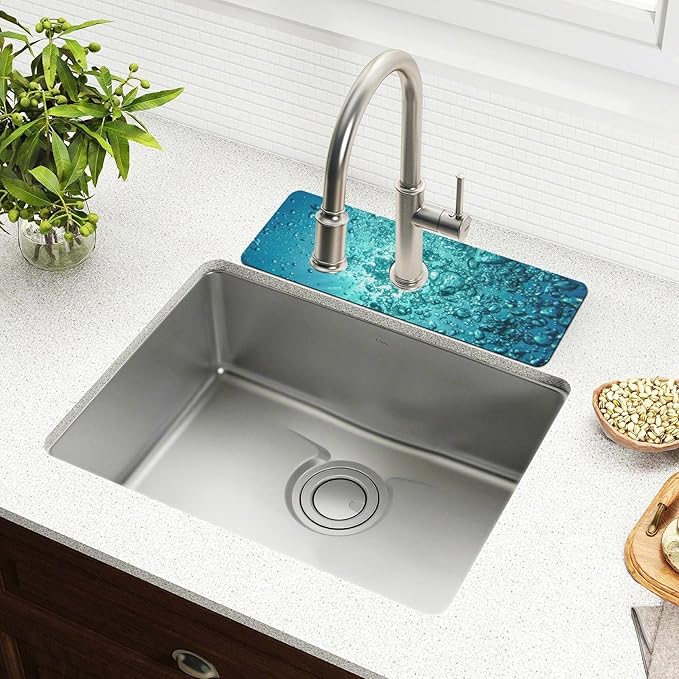 Blue Kitchen Faucet Absorbing Mat Sink Splash Guard Behind Faucet Drip Catcher for Bathroom RV Bar 14.7x5.4in 2PCS Water Bubbles
