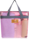 KALIONE Mesh Shower Caddy Bag, Portable Gym Shower Bag, Quick Dry Hanging Toiletry and Bath Organizer with Zipper for College Dorm, Gym, Yoga, Swimming Pool, Travel(Pink)