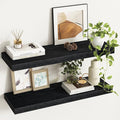 Fun Memories 32Inch Floating Shelves, 9.3Inch Deep Rustic Wall Shelves - Extra Deeper & Thicker Wall Mounted Storage Shelf for Kitchen, Farmhouse - Set of 2 - Rustic Black