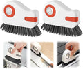 AYNUUY 2 in 1 Groove Cleaning Brush, Window Track Cleaning Tools Multifunction Grout Cleaner Tool with Tweezers and Scraper for Sliding Door Track, Window Seal, Sill (Orange 2Pcs)