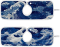 2 PCS Kitchen Sink Splash Guard 14.9 Inch Faucet Mat for Kitchen Sink Bathroom Sink Faucet Absorbing Drip Drain Mat Pad Microfiber Soft Washable Blue Sea Waves