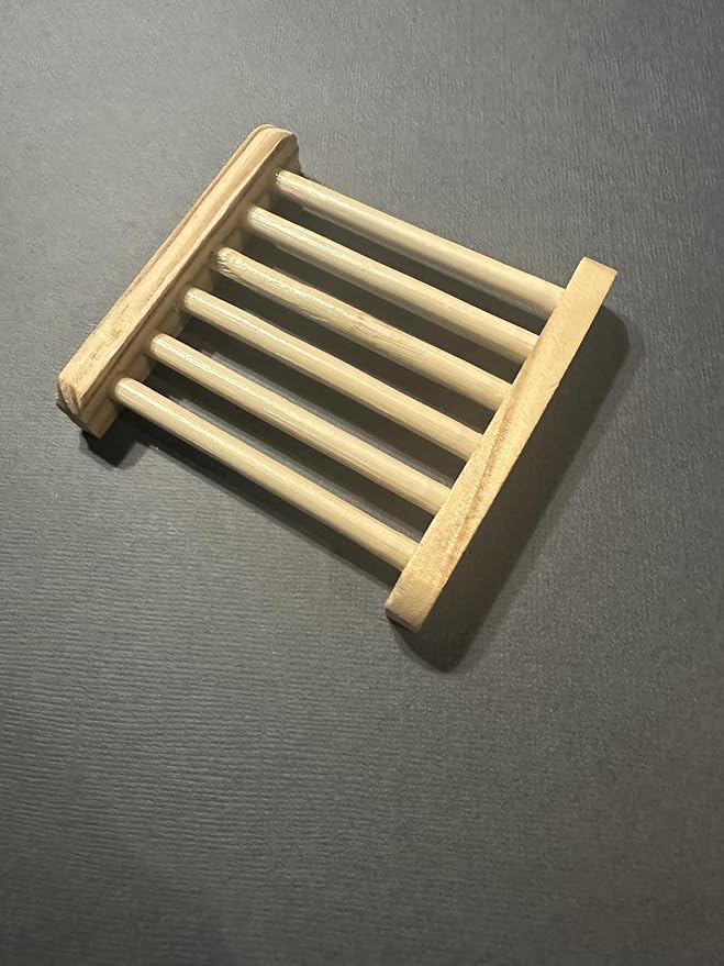 Natural Wooden Soap Dish, Slatted Bathroom Soap Holder, Handcrafted Wood Design for Bar Soap, Self-Draining (1)