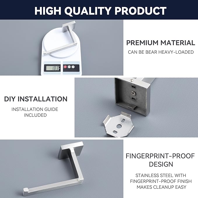 LANC Bathroom Toilet Paper Holder, Brushed Nickel Toilet Paper Roll Holder Wall Mounted for Bathroom Washroom, Toilet Tissue Roll Holder TP Dispenser Hangers Stainless Steel Left, A8807BN-LF