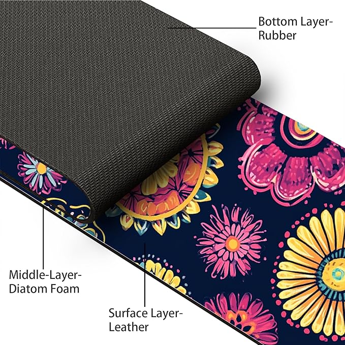 Bimkole 2 PCS Faucet Absorbent Mat, Kitchen Faucet Sink Splash Guard Wraparound Cloth Pads Drip Catcher for Sink Faucet for Kitchen Bathroom Faucet, Colorful Faucet Mat, 15 x 4 Inch Flower A6