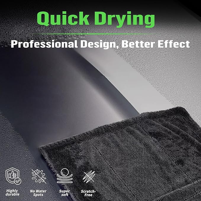 Shiny Bath Wipes Shower Cleaning Cloths, Premium Car Drying Towel | Ultra Absorbent Twisted-Loop Design| Microfiber Towel for Car, Shower Cabin, Household (Pack of 2)