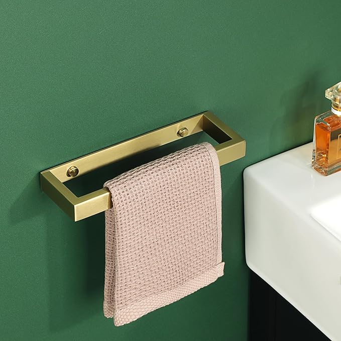 Alise Bath Towel Bar,Wall Mount Towel Holder Towel Rack Towel Hanger for Bathroom Lavatory,8 Inch SUS304 Stainless Steel Towel Rail,Brushed Gold,GJF020-G