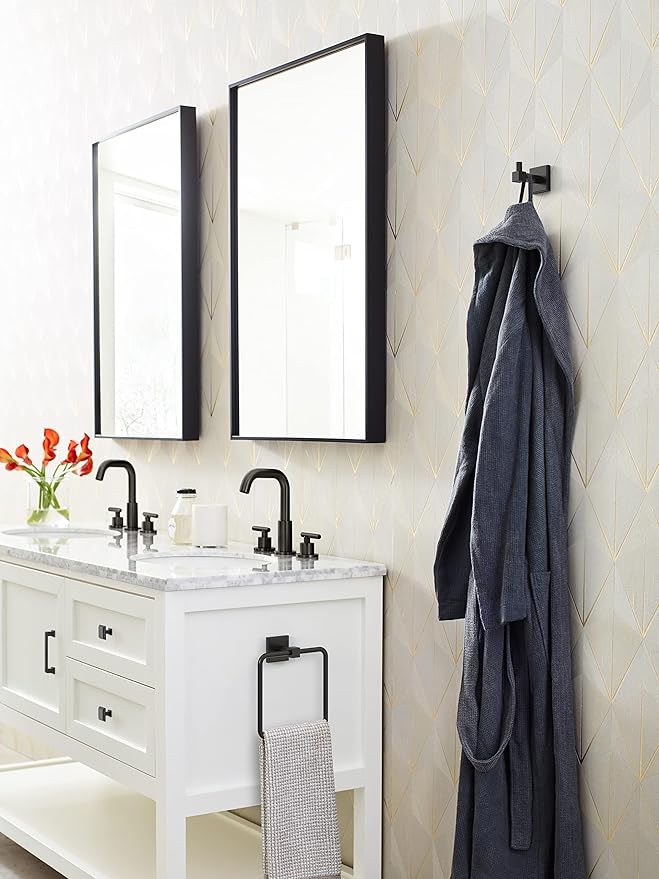 Amerock BH36070MB | Matte Black Single Robe Hook | 1-7/8 in. (48 mm) Length Towel Holder | Appoint | Towel Hook for Bathroom | Bathroom Hardware | Bath Accessories