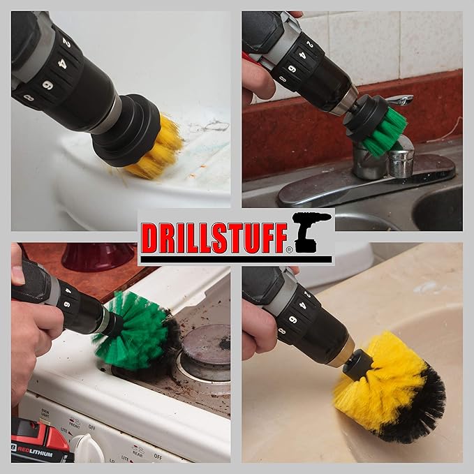 Drill Brush Power Scrubber Attachment for Power Drill - Drill Brush Attachment Grout Cleaner Brush Set - Power Scrubber Drill Brush Kit - Cleaning Drill Brush Set - Drill Scrub Brush for Drill