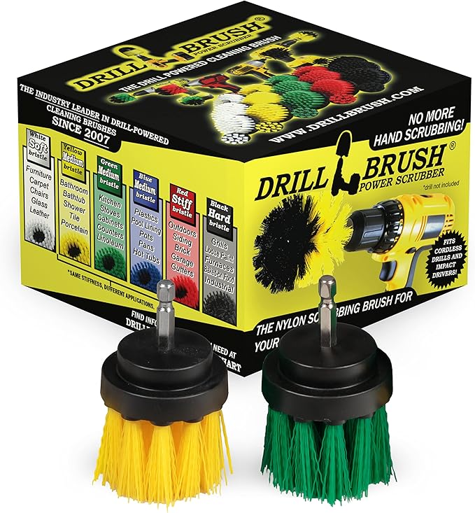 Cleaning Supplies - Kitchen Pot - Cleaner - Drill Brush - 2-inch Diameter, Long Bristle Spin Brush Set - Bathroom Accessories - Shower Curtain - Bath Mat - Baby Bath Tub - Scrubber - Calcium - Rust