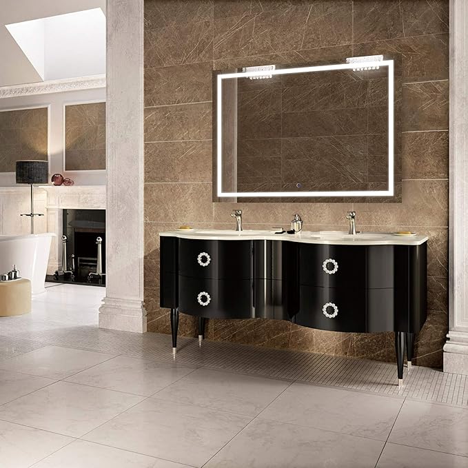 Krugg | Large 48 Inch X 36 Inch LED Bathroom Mirror | Lighted Vanity Mirror Includes Dimmer & Defogger | Wall Mount Vertical or Horizontal Installation
