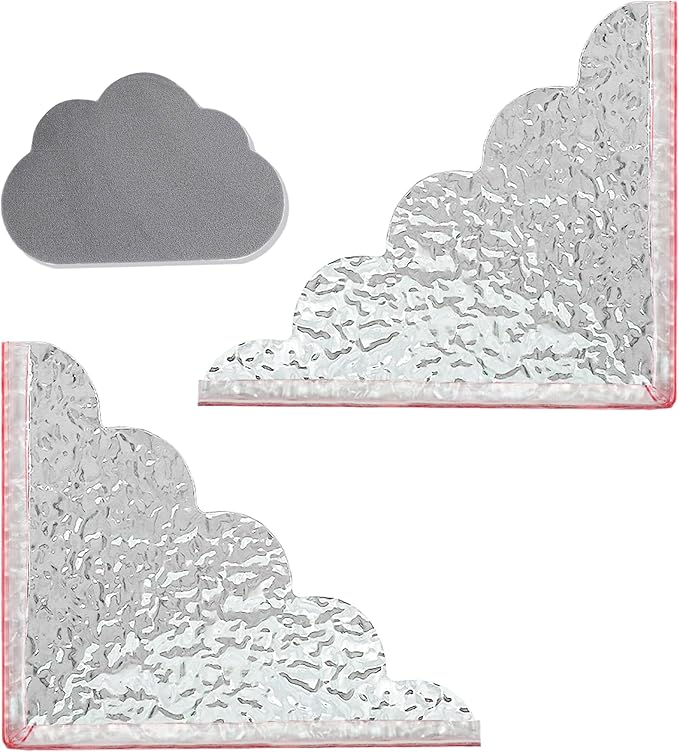 2 Pack Shower Splash Guard, Adhesive Bathtub and Sink Corner Water Guards, Clear Water Barrier with Cloud Sponge for Bathroom, Tub, Shower Stall