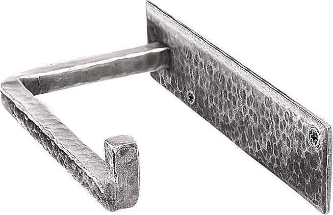 Wrought Iron Toilet Paper Holder – Rustic Wall-Mount Tissue Holder for Bathroom – Vintage Farmhouse Style - 6.6 x 3.2 Inches (Silver)