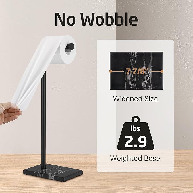 KES Natural Marble Toilet Paper Holder Stand Bathroom Free Standing Toilet Paper Holder 18/8 Stainless Steel, Matte Black, BPH285S1-BBK
