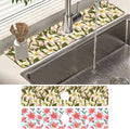 2 Pack Vintage Flowers Leaves Sink Faucet Absorbing Mat Colorful Llilies Super Absorbent Fast Drying Mat Sink Gadgets Behind Faucet Sinkmat for Kitchen Bathroom, 23.5"x5.5"