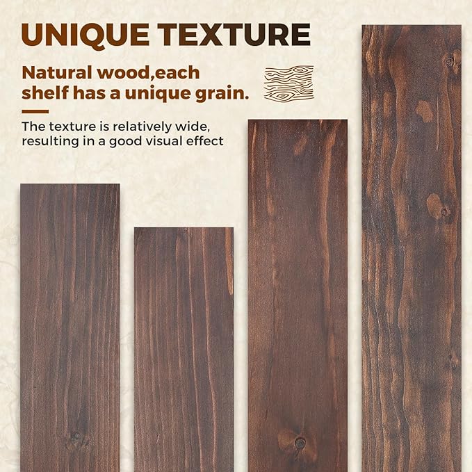 Floating Wall Shelves 30x6.8x1.7 Inch – Solid Wood Rustic Shelves in Walnut Finish – Wall Mounted Heavy Duty Display Shelf for Kitchen, Bedroom, Living Room – Set of 2