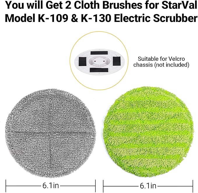 3Pcs Replaceable Coarse Cloth Cleaning Brush Heads Set for Electric Spin Scrubber Model K-109 K-130, Cordless Shower Scrubber for Cleaning Glass/Windows/Cars