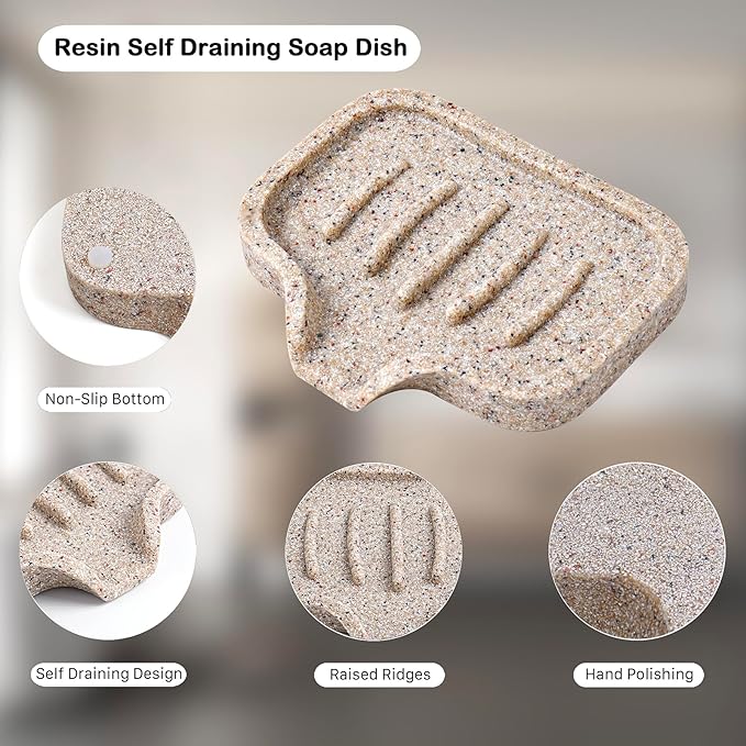 Self Draining Soap Dish- Bar Soap Holder for Shower, Large Soap Savers Soap Tray Sponge Holder for Kitchen Bathroom Bathtub Sink, Linen