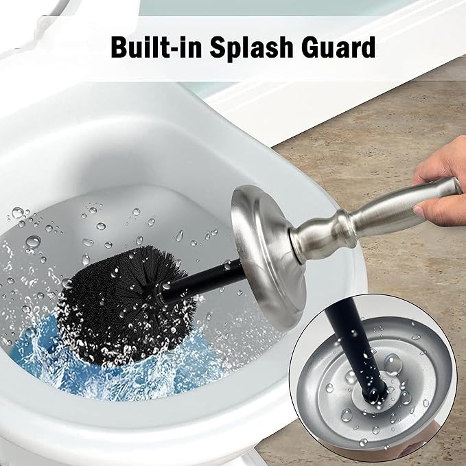 Metal Toilet Bowl Brush with Holder Premium Bathroom Cleaning Set Rustproof Hygienic Durable Elegant Finish