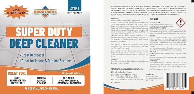 Super Duty Degreaser – Heavy Duty Tile & Grout Cleaner for Kitchens, Bathrooms & Floors – Removes Grease, Soap Scum & Deep Stains – Concentrate