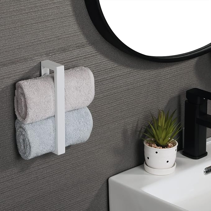 Alise Bath Towel Bar,Wall Mount Towel Holder Towel Rack Towel Hanger for Bathroom Lavatory,8 Inch SUS304 Stainless Steel Towel Rail,White Finish