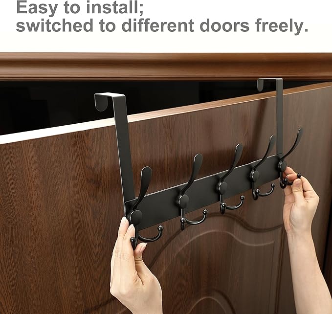 Over The Door Hooks, Door Hanger for Hanging, Towel Racks for Bathroom with 15 Coat Hooks, Coat Rack Hat Rack Organizer, Towel Holder Bathroom Accessories