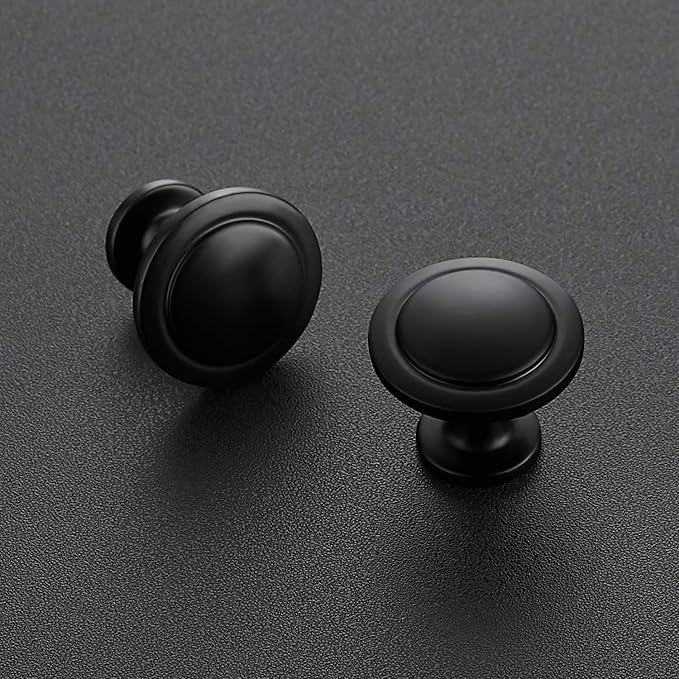 Ravinte 3 Pack 1-1/4 inch Kitchen Cabinet Knobs Matte Black Dresser Zinc Pulls Door Drawer Handles for Dresser Drawers