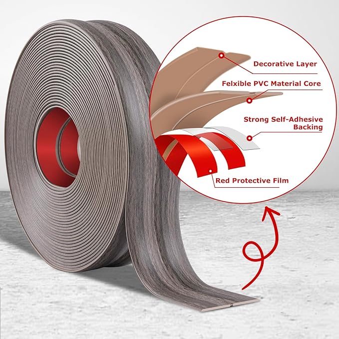 Flexible Wall Corner Protector Moulding Trim Peel and Stick Wall Corner Guards Edge Protector Self Adhesive Molding Trim Strip for Edge Ceiling (Brown Walnut Wood Grain, 0.8 in x 40 Ft)