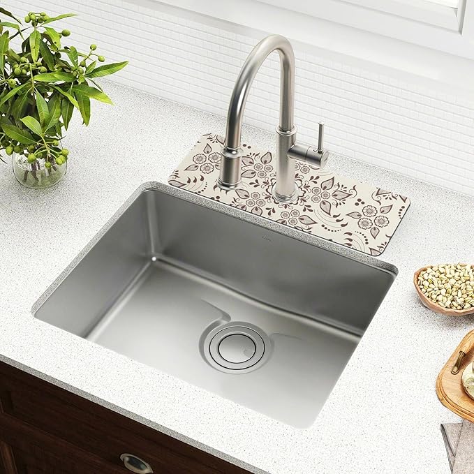 Kitchen Faucet Absorbing Mat Sink Splash Guard Behind Faucet Drip Catcher Trimmable for Bathroom RV Bar 30x5.4in 1PCS Arabesque Retro Floral