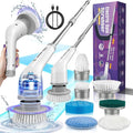 Electric Spin Scrubber, Cordless Shower Spin Scrubber with 7 Replacement Brush Heads & Adjustable Extension Arm, 2H Bathroom Scrubber Dual Speed, Power Spin Scrubber for Bathroom Car Floor Grout Sink