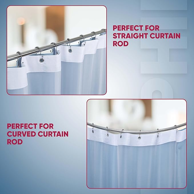 Shower Curtain Hooks Rust Proof (Set of 12) - Stainless Steel Shower Curtain Rings - Anti Slip Roller Balls for Easy Glide (Omega Double Hooks, Bronze)