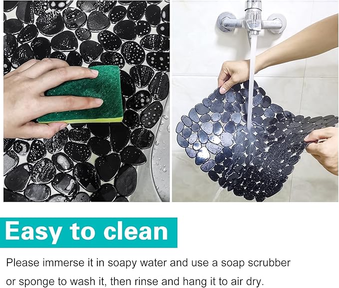 Coopay Kitchen Sink Mat Pebble Protect Mat PVC Eco-friendly Adjustable Stainless steel/ Porcelain Dish Drying Pad Protector for Bottom of Kitchen Sink, 15.8 x 11.8 inches (1 Pack, Black)
