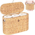 Toilet Papers Storage, Water Hyacinth Baskets with Lid, Water Hyacinth Toilets Paper Basket for Storage, Toilets Paper Holder Wicker Basket, Toilet Papers Organizer, Bathroom (with Lid Model 2)