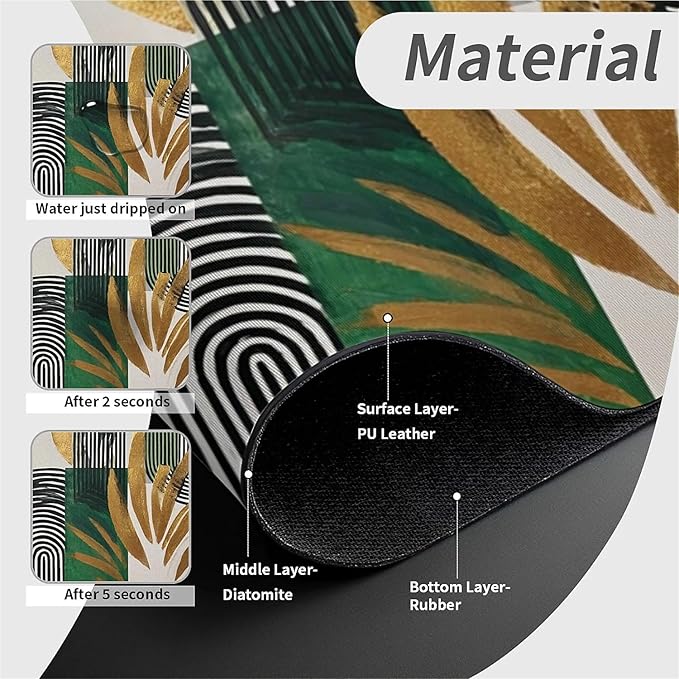 Kitchen Sink Splash Guard，Sun plant Lines Faucet Mat Sink Gadgets-Super Absorbent Fast Drying Mat Drip Catcher for Kitchen, Bathroom,Sink Mat, Dish Drying Mat, Bathroom(15" X 5.5" )