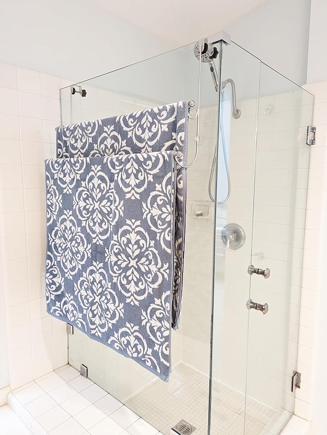 Insieme Extra Wide (32"x 16") Towel Rack for Over Glass Shower Wall, Glass Shower Enclosure or 34–36-inch Shower Doors (Frameless or Frames up to 1.6" Thick). 2 Tier - Stainless Steel - No Rust