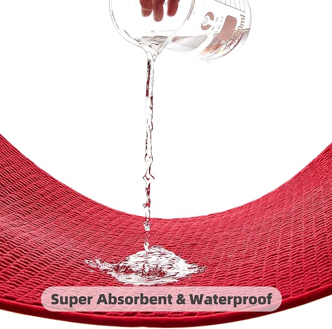 Christmas Bathroom Rugs Non Slip Washable, Super Absorbent Thin Bath Mat Quick Dry Low Pile Bathroom Rug, Red 24"x36"