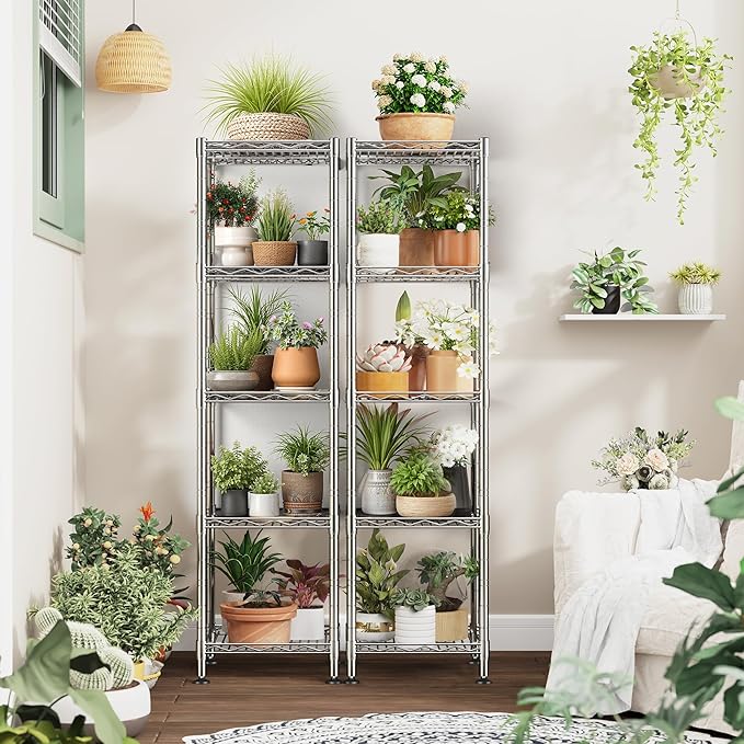 5 Shelf-Wire Shelving Metal Shelves Storage Rack:Adjustable Storage Shelves Standing Shelf Units and Narrow Shelf for Laundry Bathroom Kitchen Pantry Closet Office 12''Wx12''Dx49''H Chrome