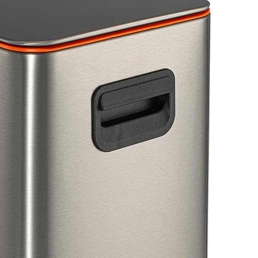 RED FACTOR Slim 2.6 Gallon Stainless Steel Pedal Trash Can with Soft Close Lid for Narrow Spaces – Wastebasket Bin with Removable Inner Bucket for Bathroom, Kitchen, Bedroom or Office (Metallic Gray)