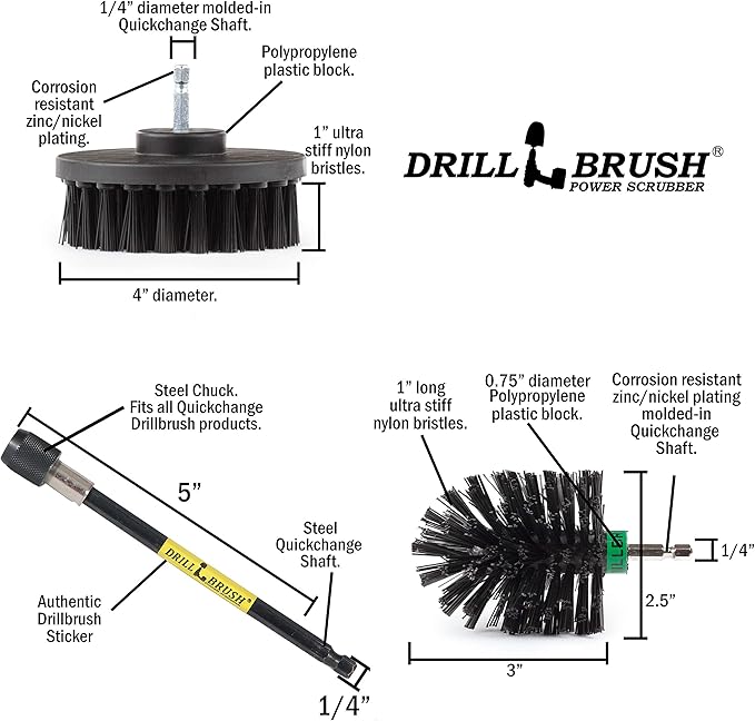 Household Supplies: Grill Brush Drill Set Power Scrubber Kit - Cordless Electric Spin Scrubber for BBQ Cleaning, Fireplace Grates & More - Rust Remover - No-Wire Design Included in Cleaning Tools Set