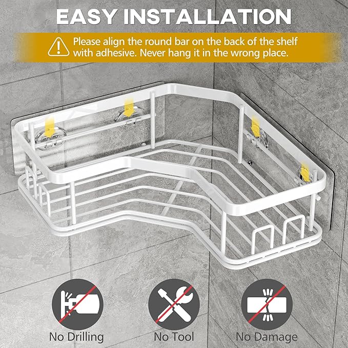 MAXIFFE Shower Caddy Organizer, 3-Pack Corner Shower Caddy Organizer Shelves Storage Rack Accessories for Bathroom Countertop Home Decor Set, White