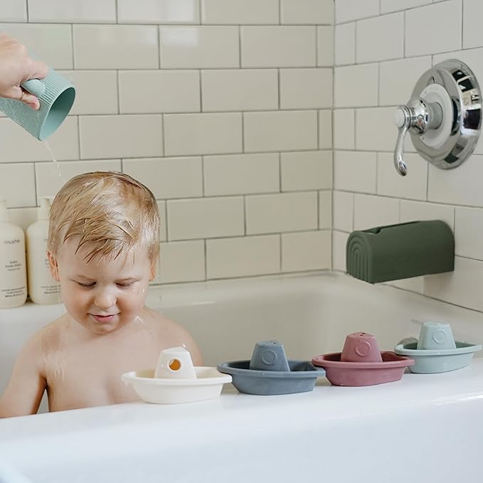 mushie Bath Spout Cover | Soft Silicone Bathtub Faucet Safety Guard for Kids | Universal Fit (Cambridge Blue)