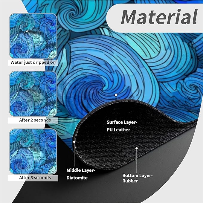 Kitchen Sink Splash Guard，Vortex and Spiral Faucet Mat Sink Gadgets-Super Absorbent Fast Drying Mat Drip Catcher for Kitchen, Bathroom,Sink Mat, Dish Drying Mat, Bathroom(15" X 5.5" )