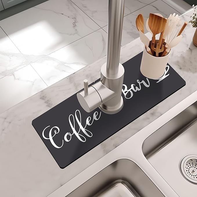 Kitchen Sink Splash Guard Faucet Mat -1 PC Super Absorbent Fast Drying Mat Sink Gadgets-Splash Guard Behind Faucet Drip Catcher for Kitchen, Bathroom,Sink Mat, Dish Drying Mat, Bathroom(15" X 5.5" )