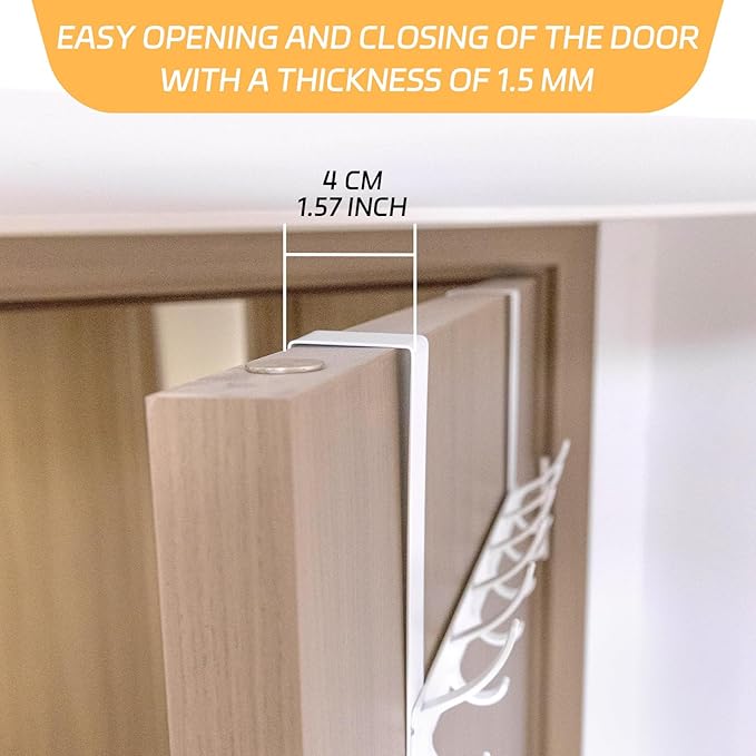 2 Pack Over The Door Hook，Door Hanger for Hanging，Over Door Hanger Holder for Coat Robe Hat Clothe Towels，Towel Racks for Bathroom with 12 Coat Hooks (White, 2 Pack-6 Hooks)