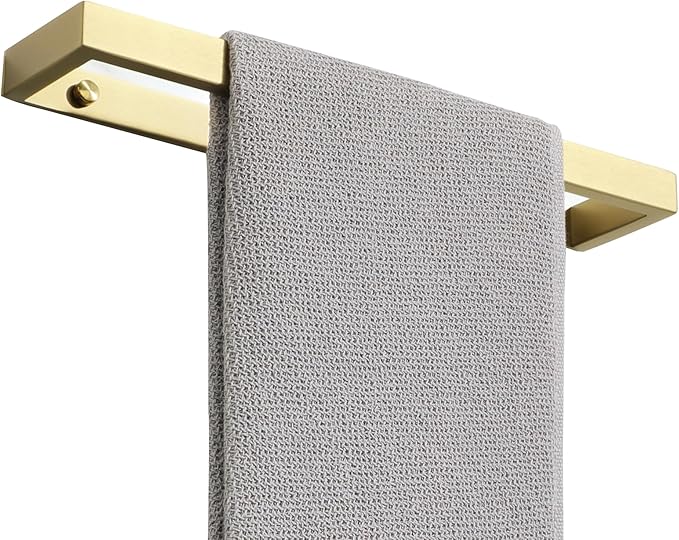 Alise Bathroom Towel Bar, Self Adhesive Hand Towel Holder, Two Usage Methods, 304 Stainless Steel Gold Towel Bar, Wall Mount Bath Towel Rack 12 Inch