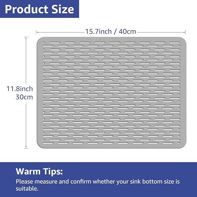 Yolife 2 Pack Kitchen Sink Mats,15.8inch x 12inch PVC Sink Protector Mat for Stainless Steel, Sink Drainer Mat Dish Drying Mat Protector Prevents Scratches,Dishes and Glassware