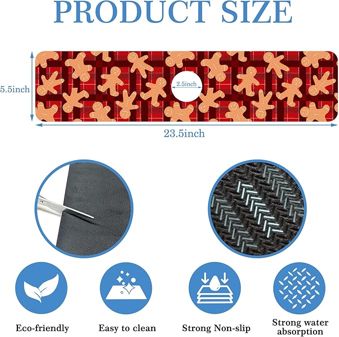 Ginger Man Faucet Mat for Kitchen Sink Ginger, Soft Diatom Mud Material, Strong Water Absorption, Non-slip, Easy to Clean for Bathroom, Kitchen 23.5"X5.5"